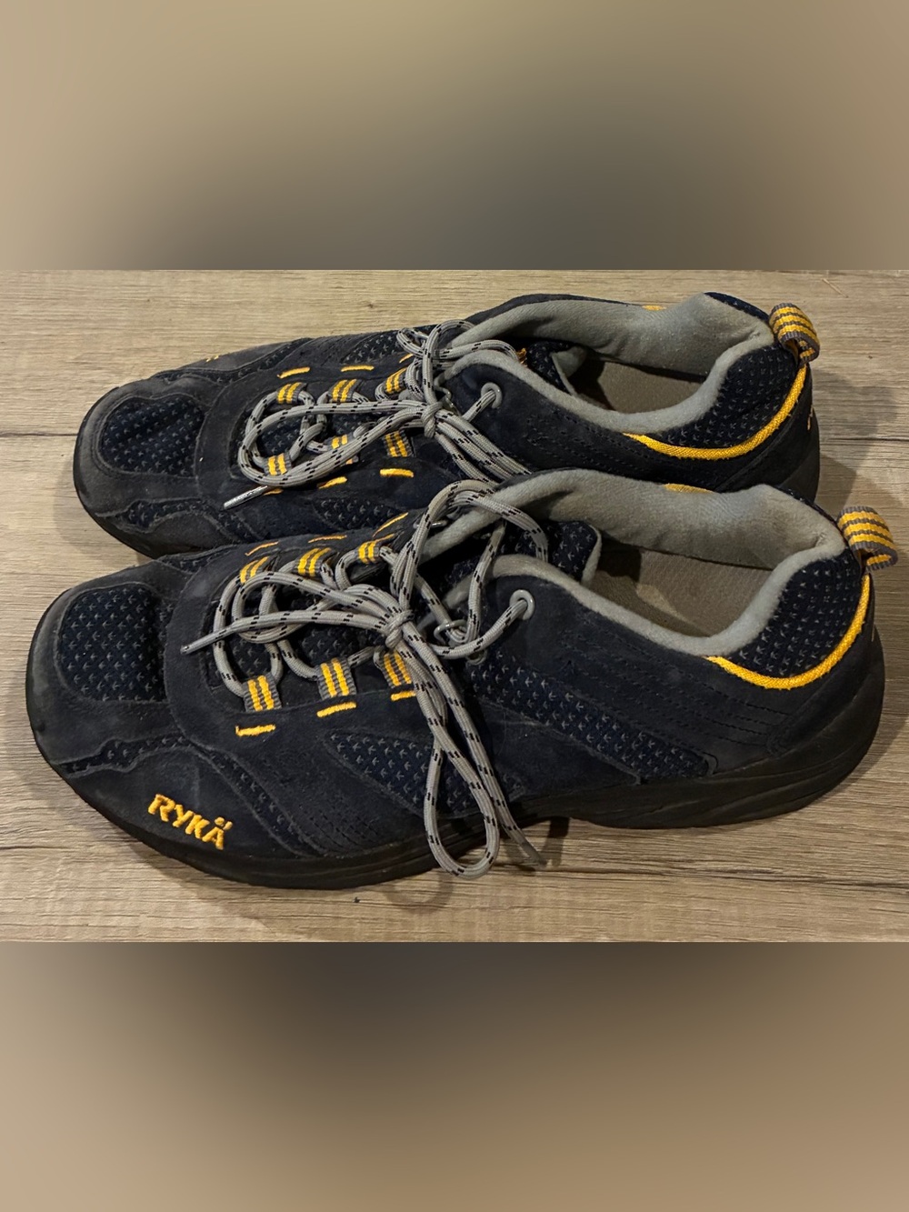 RYKA Distance Plus Blue Suede / Gold Outdoor Walking Comfort Shoes Women 9.5